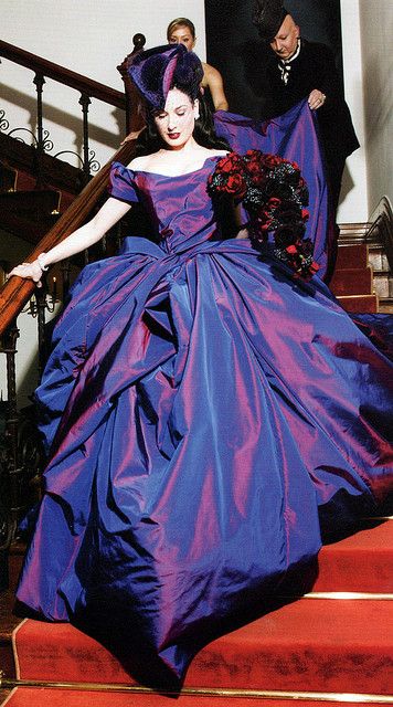dita von teese wedding dress (why her purple gown broke all the bridal rules)
